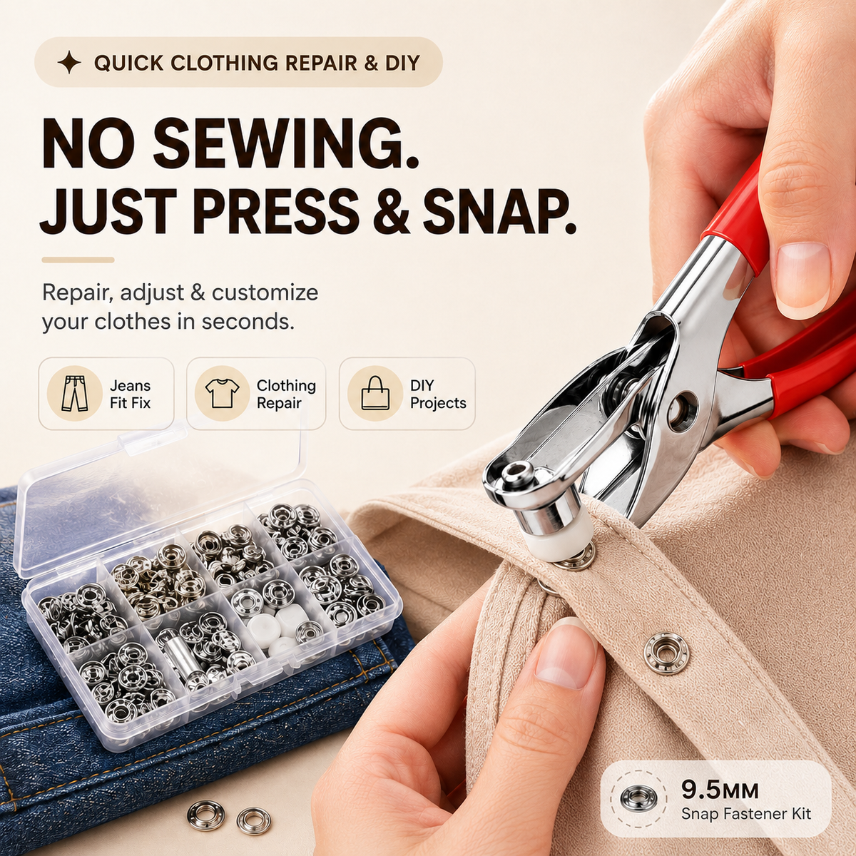 50pcs Invisible Colored Metal Buckle & 1 Count Manual Pressure Pliers