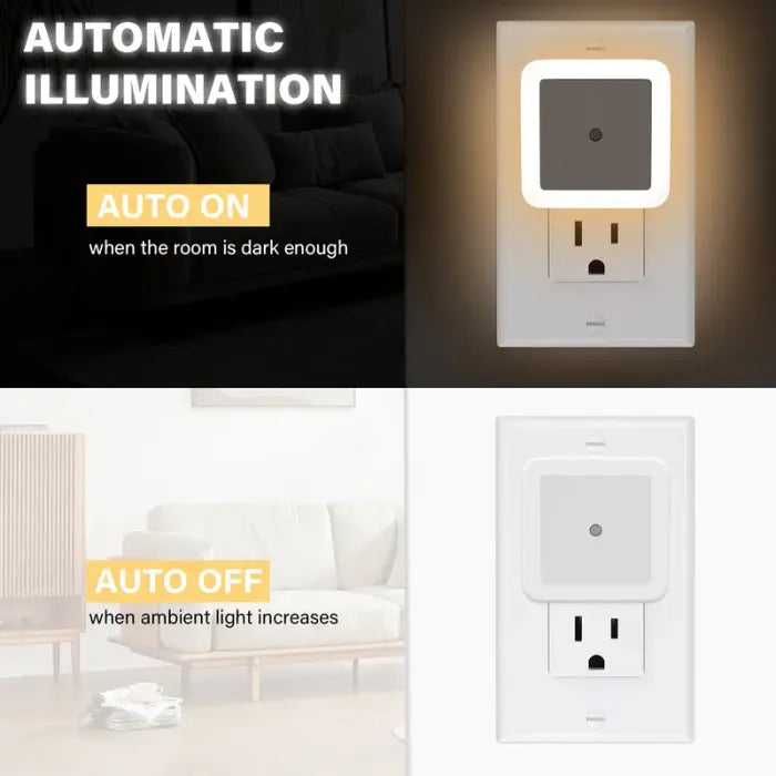 Dusk-to-Dawn LED Night Lights (Warm White, Plug-In)