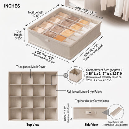 Underwear and underwear storage box, divided socks, three-in-one drawer storage organizer